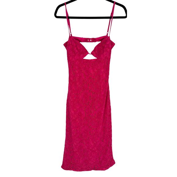 Bardot Ivanna Lace Midi Dress Pink Backless Back Slit Cut Out Sexy Party Vacay 6 - Picture 3 of 11